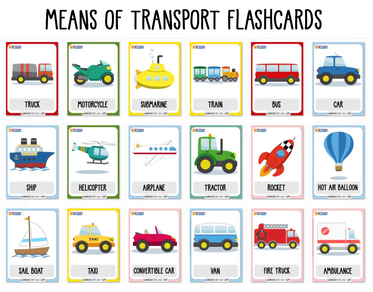 Means of transport vocabulary flashcards flashcards transportation preschool transportation theme preschool
