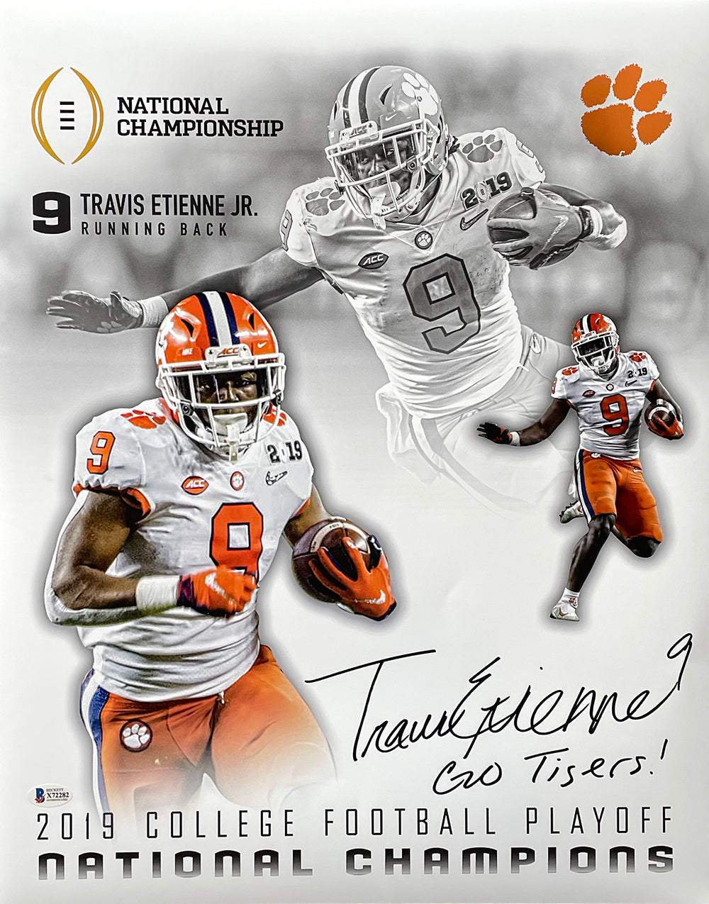 Travis etienne signed x tigers collage photo go tigers bas â sports integrity