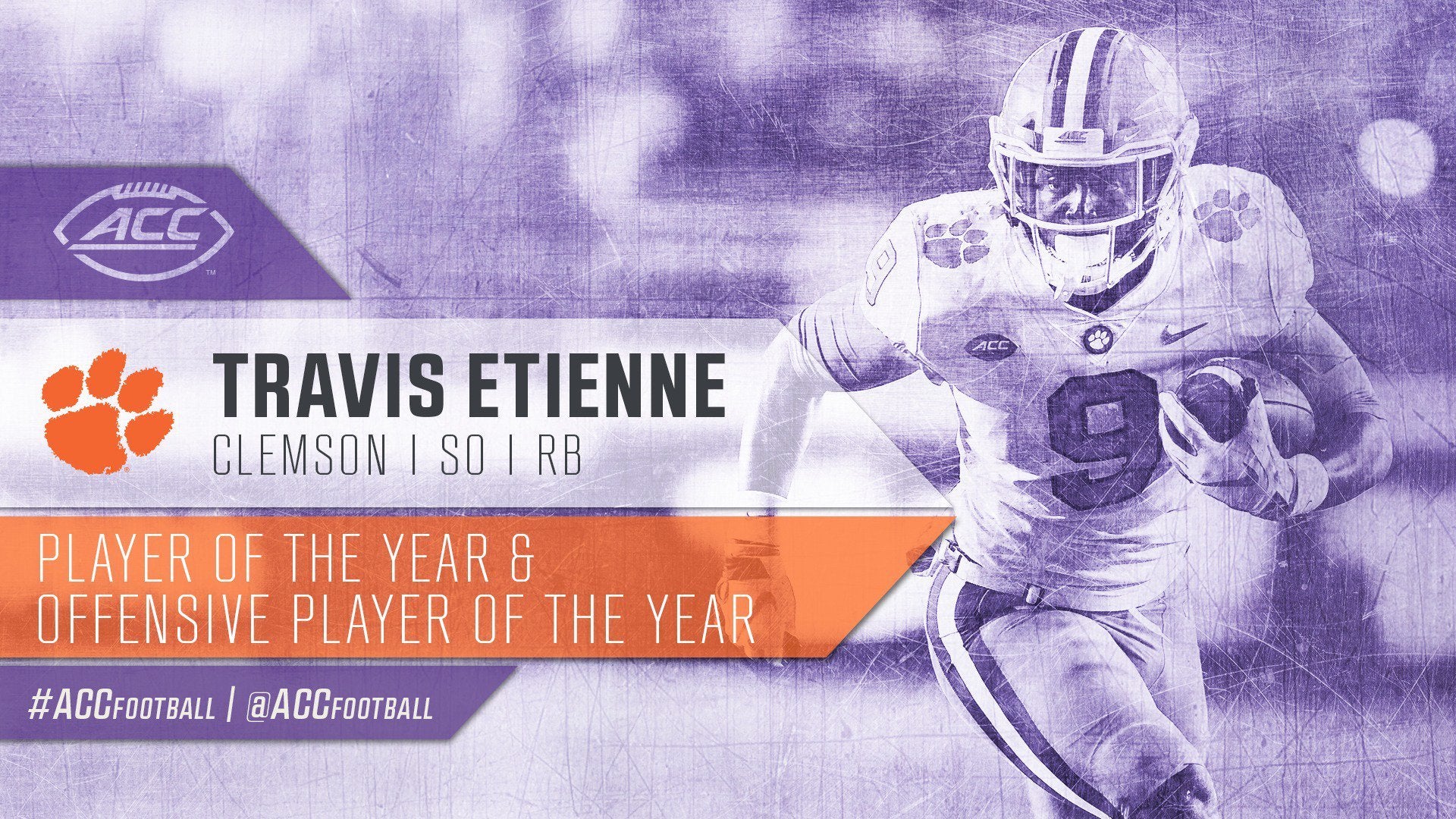 Travis etienne named acc player of the year rcfb