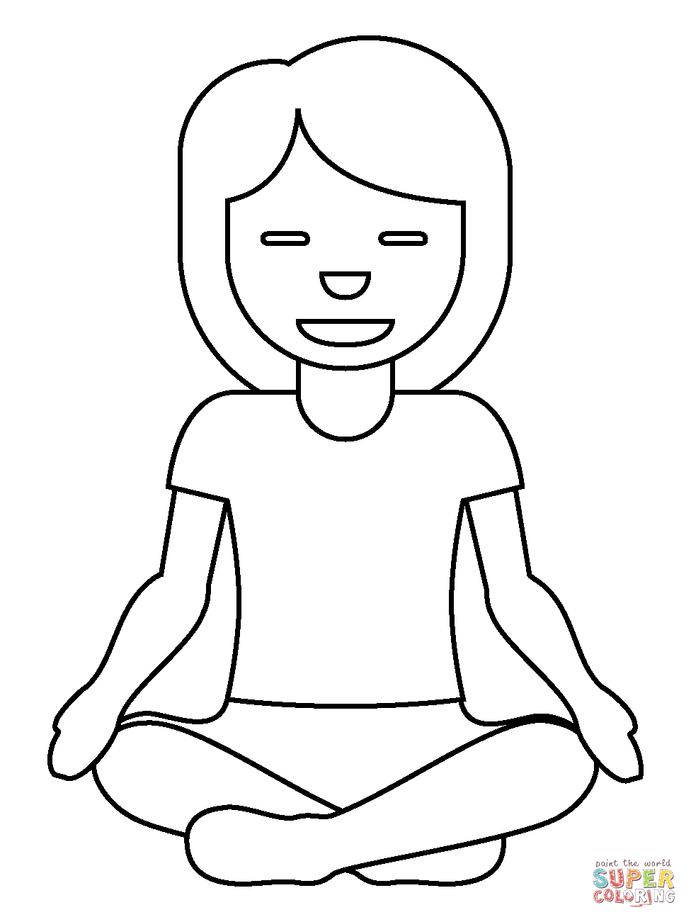 Woman in lotus position emoji coloring page free printable coloring pages