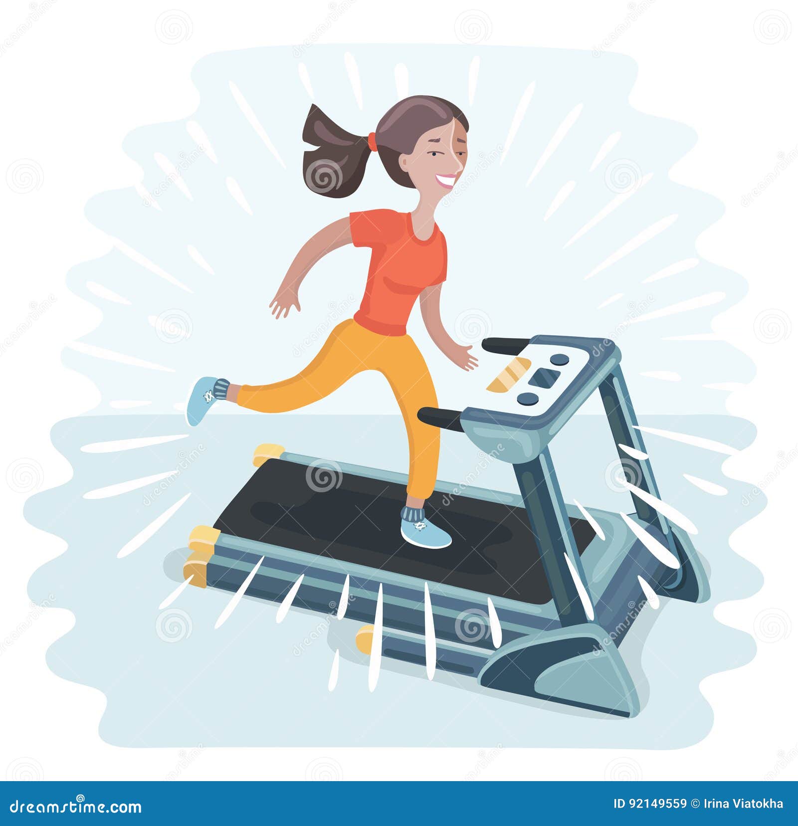 Illustration of woman running on a treadmill stock vector