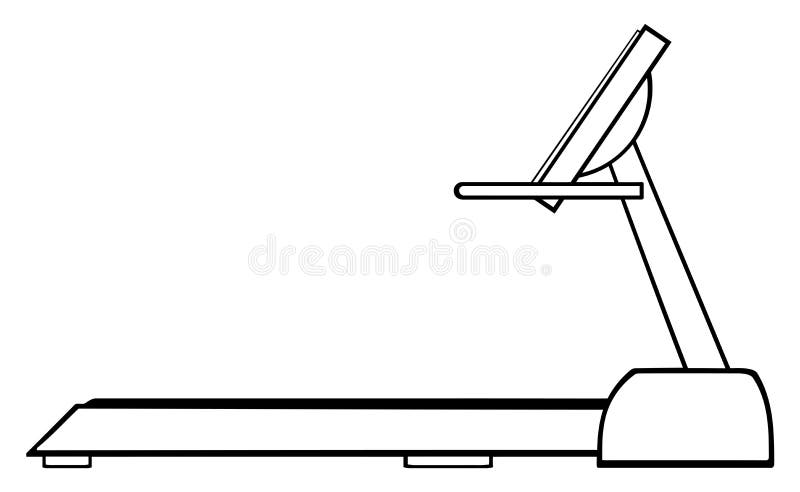 Black and white cartoon illustration of empty treadmill stock vector