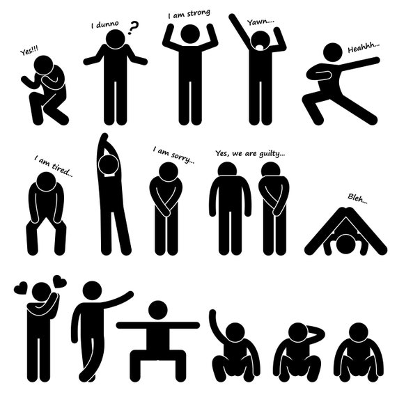 Man human people person basic body language postures poses feeling emotions action emoji stick figure stickman download icons png svg vector