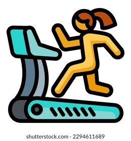 Girl treadmill icon outline girl treadmill stock illustration