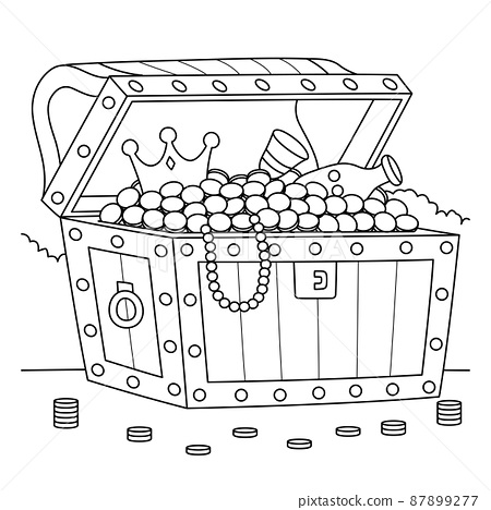 Big treasure chest coloring page for kids