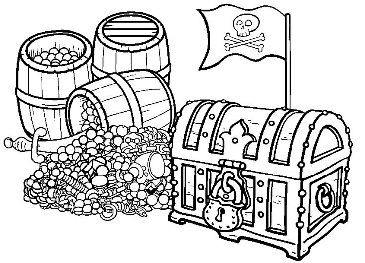 Pirate treasure chest coloring page