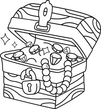 Coloring page treasure chest vector