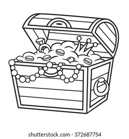 Coloring book treasure chest full gold stock vector royalty free