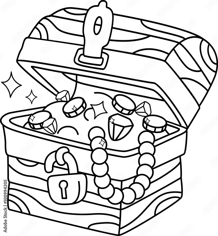 Coloring page treasure chest vector