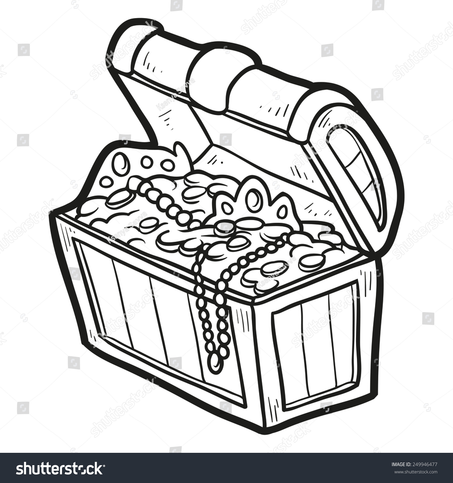 Coloring book treasure chest stock vector royalty free