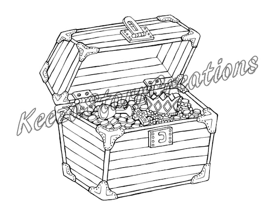 Pirate treasure chest printable coloring page