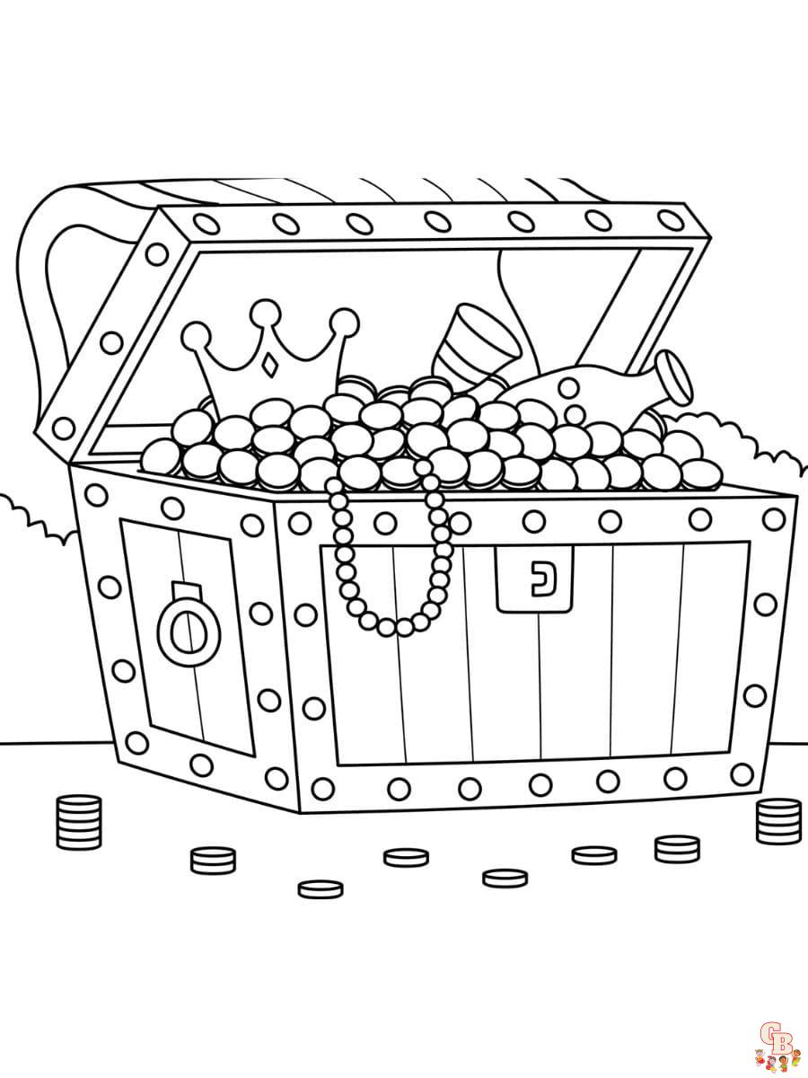 Printable treasure chest coloring pages free for kids and adults