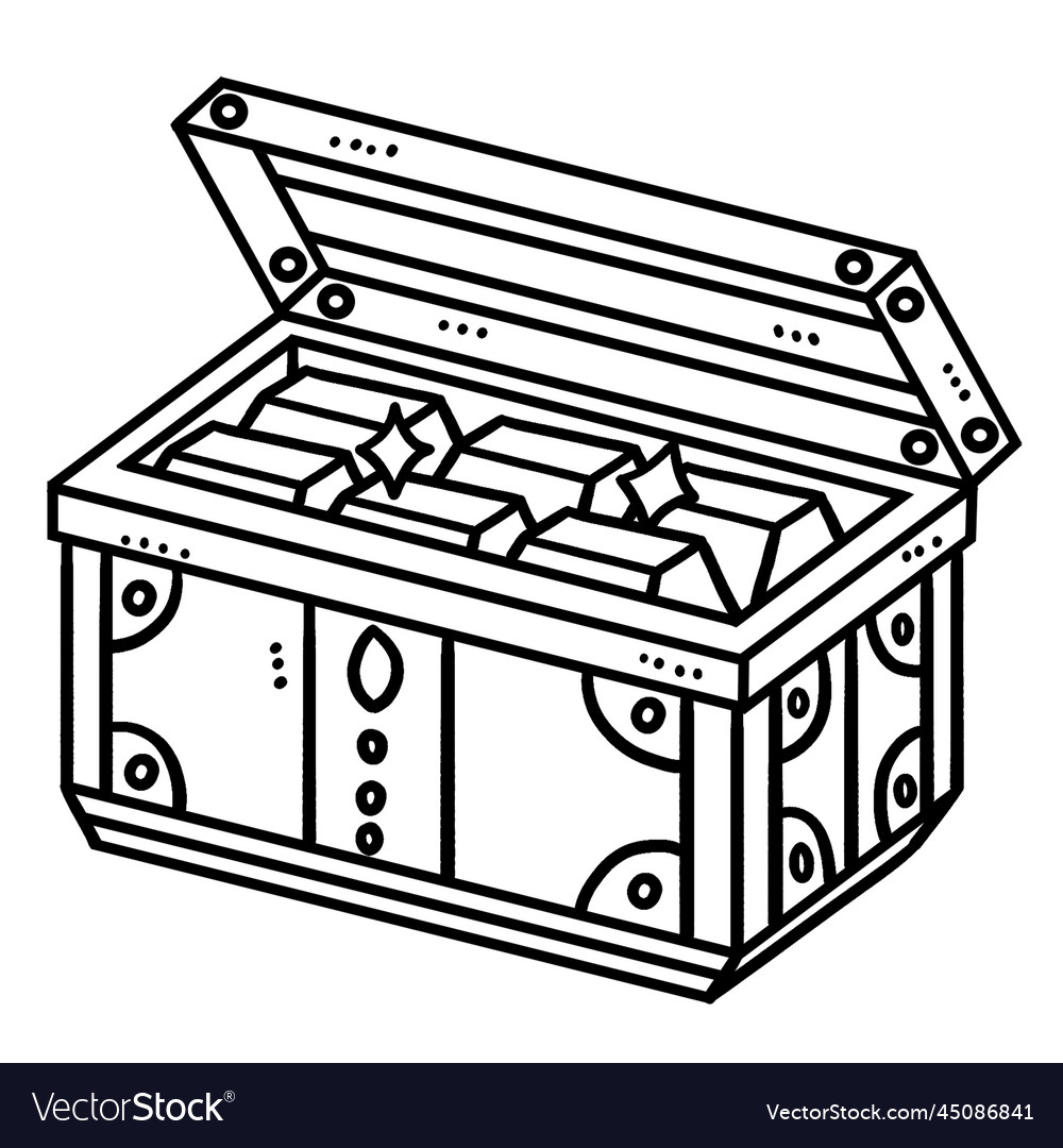 Treasure gold isolated coloring page for kids vector image
