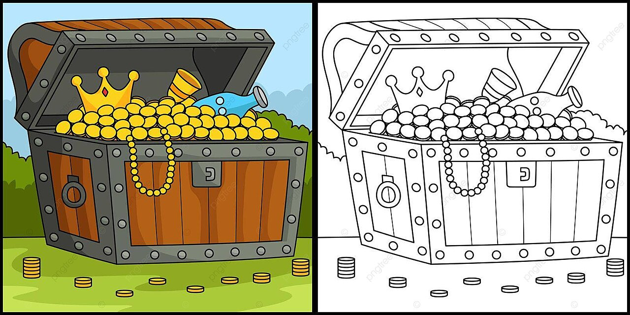 Big treasure chest coloring page illustration silhouette big illustration vector silhouette big illustration png and vector with transparent background for free download