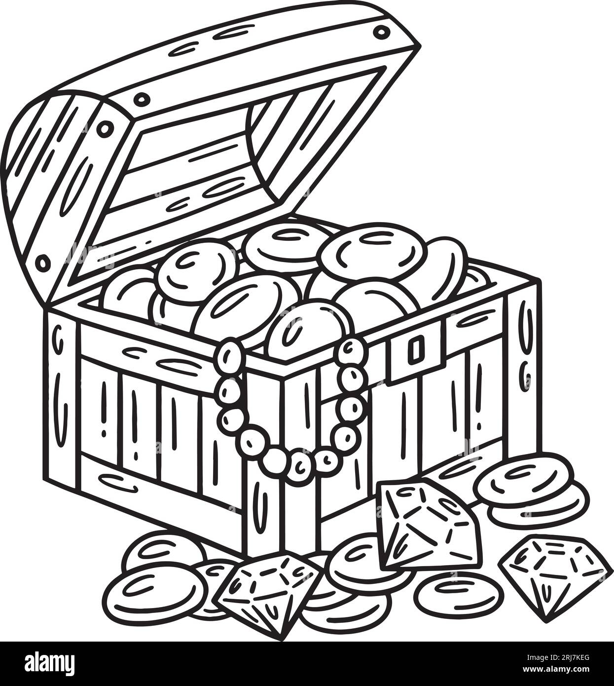 Pirate chests isolated coloring page for kids stock vector image art