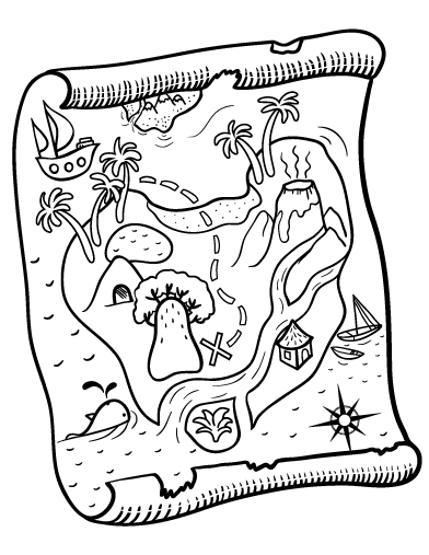 Free treasure map coloring page
