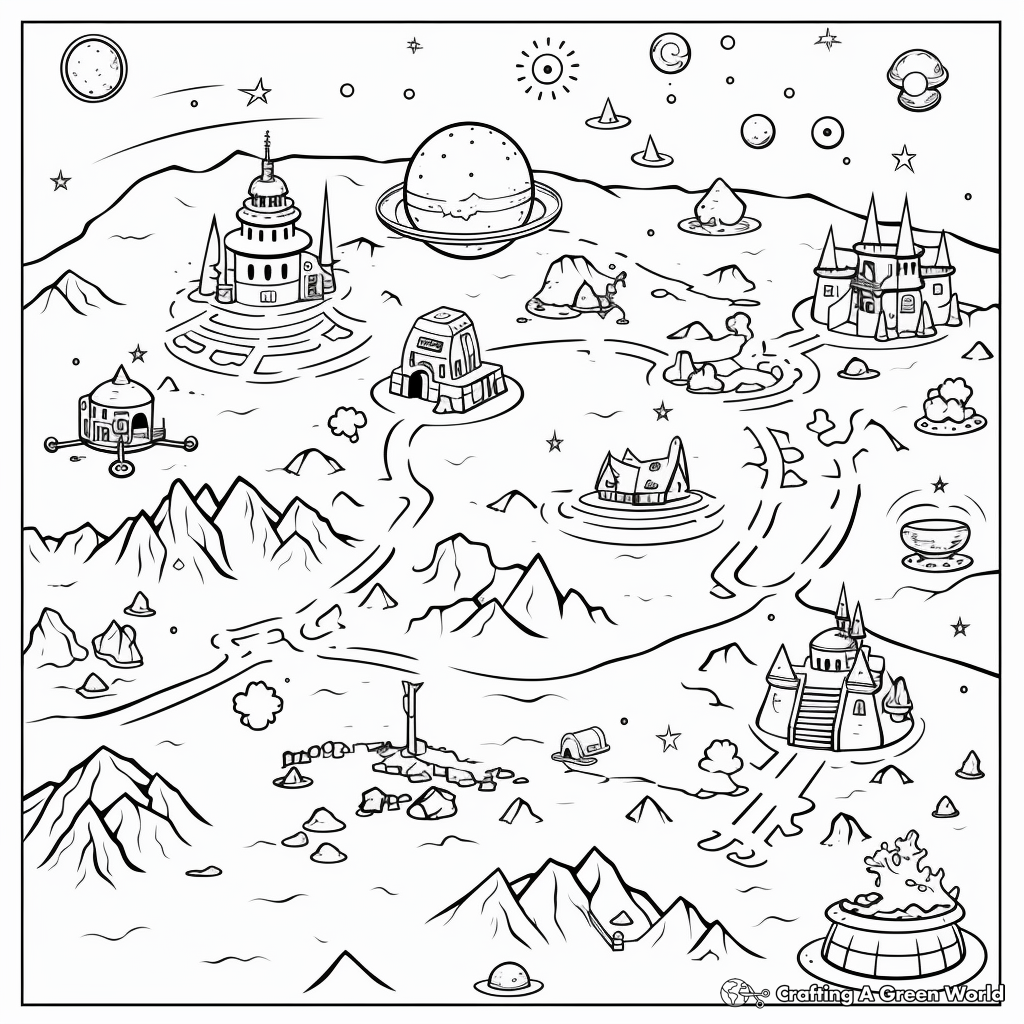 Treasure map coloring pages