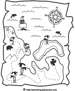 Pirate treasure map coloring page printable