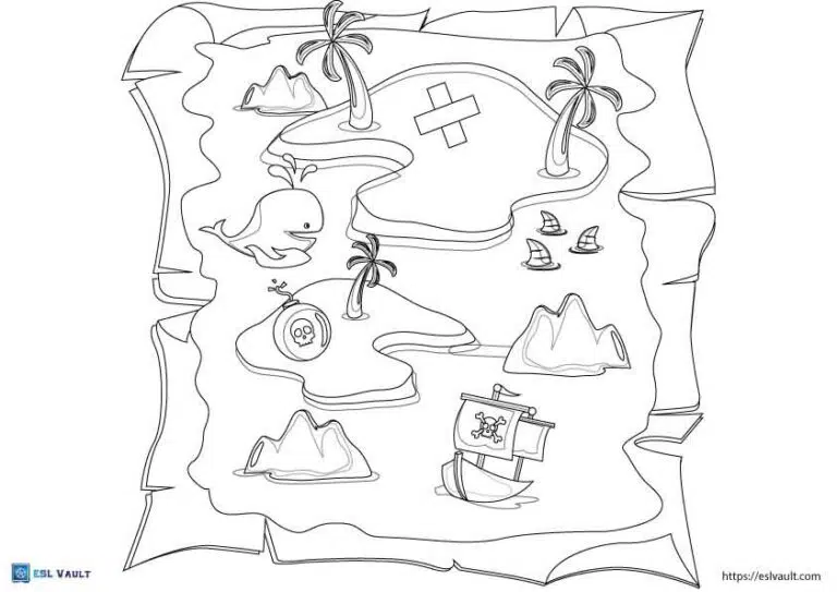 Free treasure map coloring pages