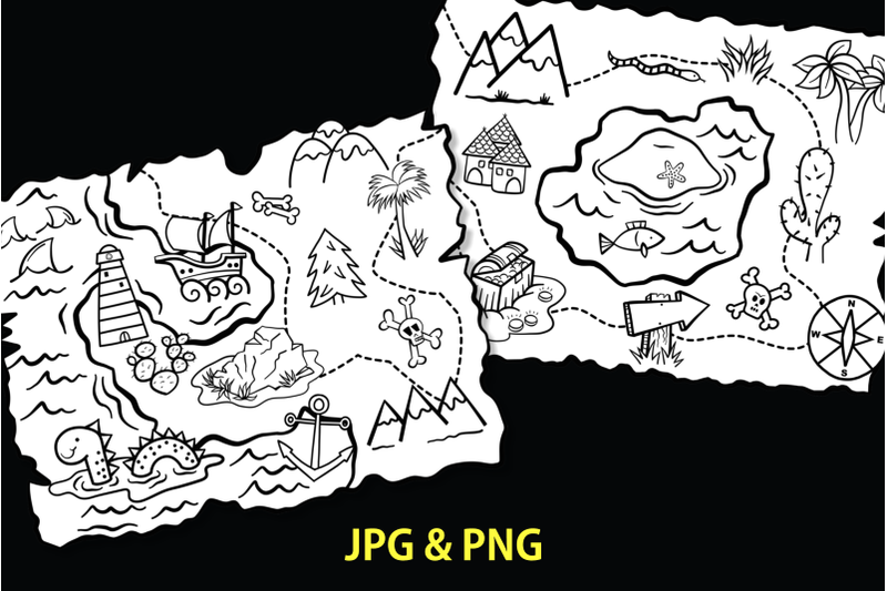 Treasure map kids adventure activity coloring pages by prawny