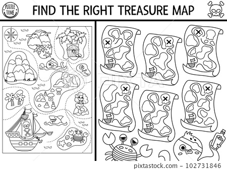 Find the right treasure map black and white