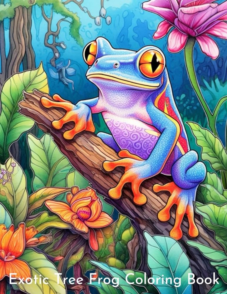 Exotic tree frog coloring page book for adults and kids lindgren mr jason books