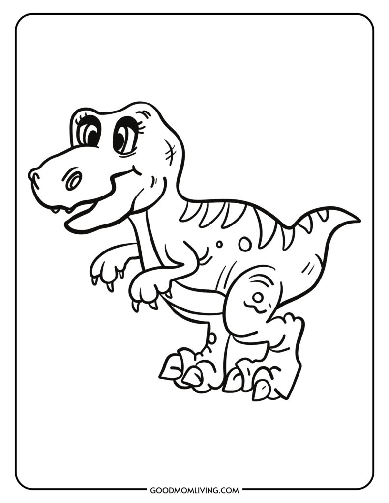 T rex coloring page printables free for kids