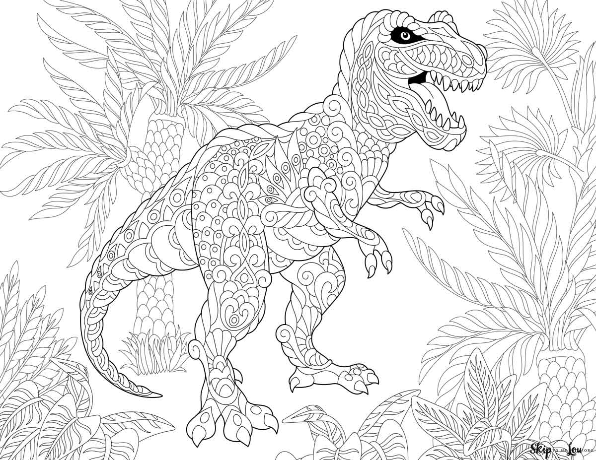 T rex coloring pages skip to my lou