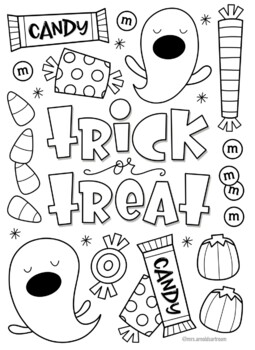 Trick or treat coloring page by mrs arnolds art room tpt
