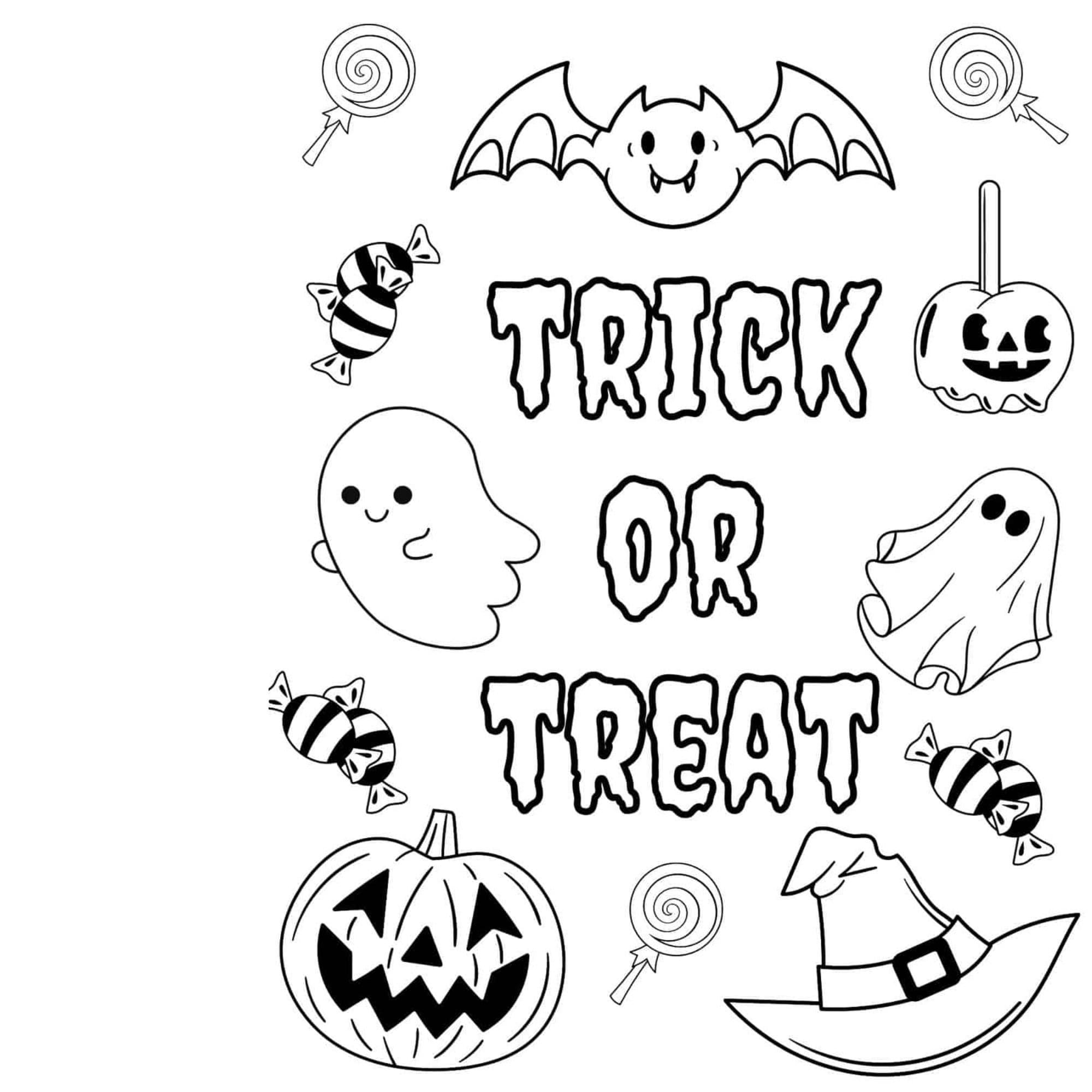 Halloween coloring pages trick or treat coloring pages kids activity classroom halloween activity printable instant download