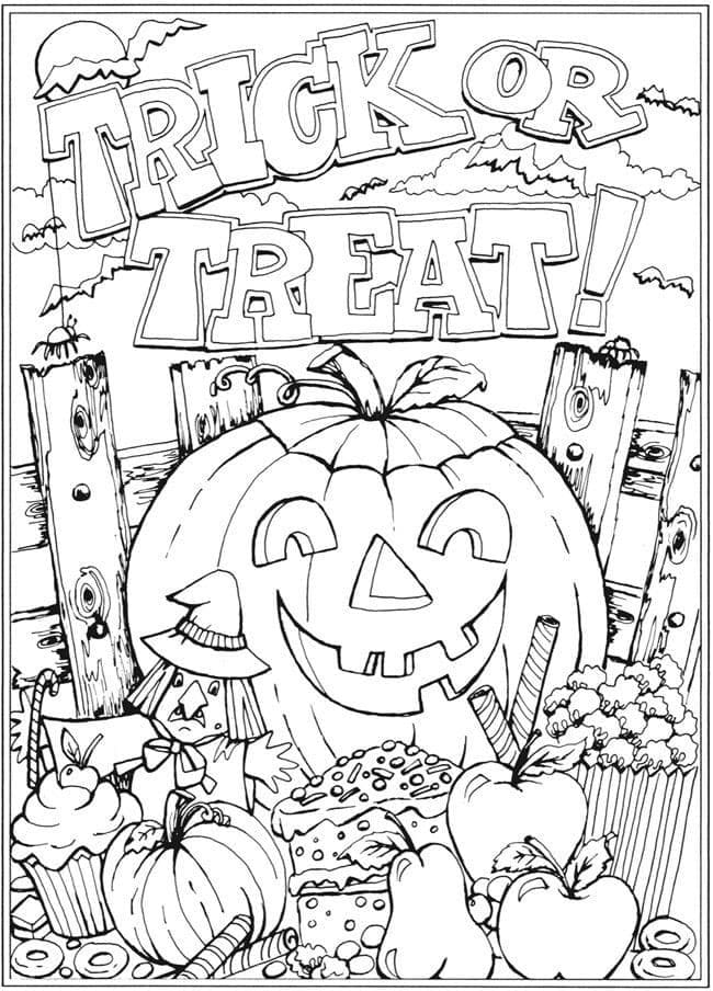 Trick or treat for free coloring page