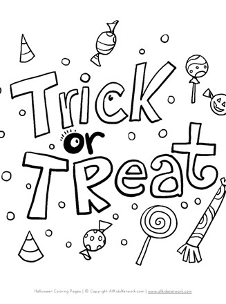 Trick or treat coloring page all kids network
