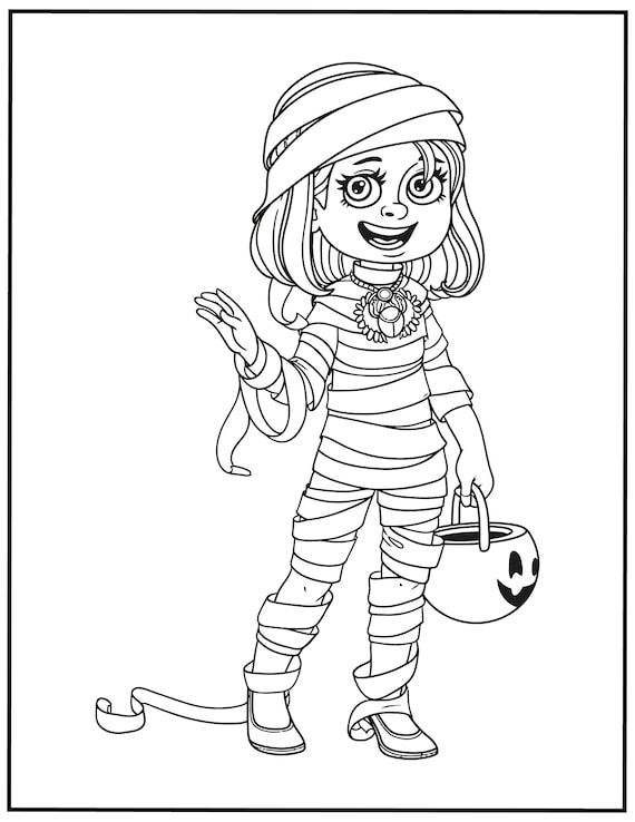 Kids halloween coloring pages trick or treat coloring book