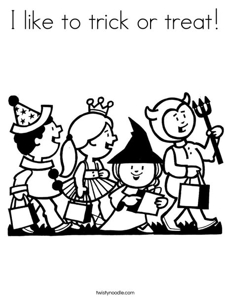 I like to trick or treat coloring page