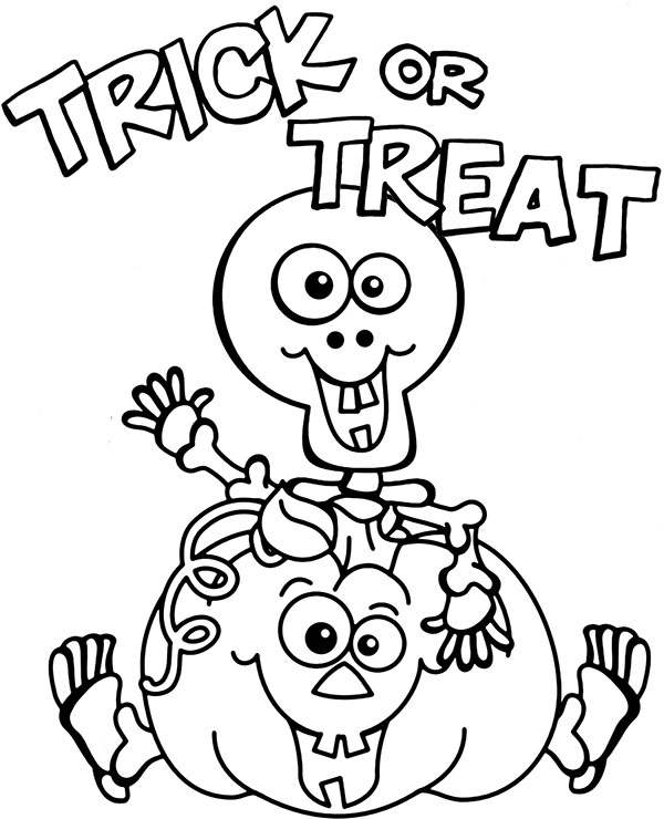 Trick or treat halloween picture for coloring