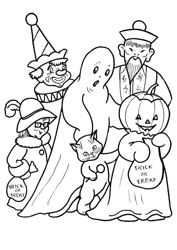 Trick or treat coloring pages