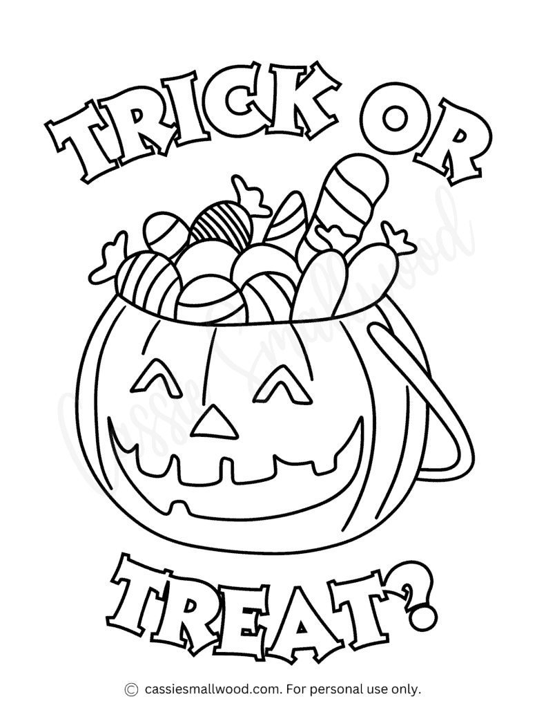 The cutest trick or treat coloring pages