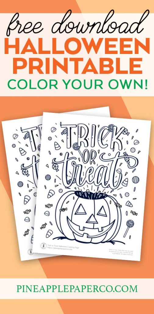 Free trick or treat coloring page