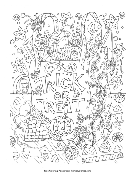 Trick or treat bag coloring page â free printable pdf from
