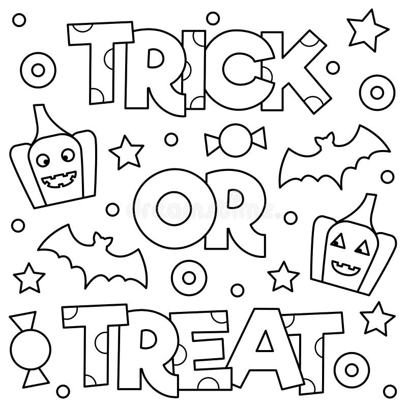 Trick or treat coloring page vector illustration stock vector
