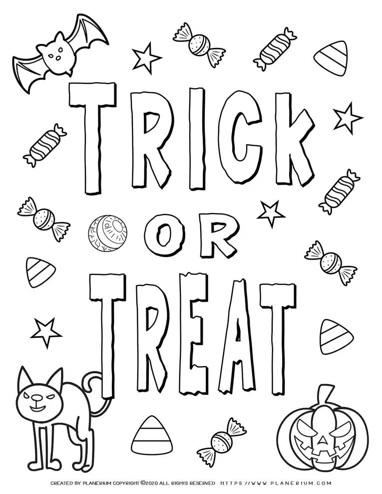 Halloween coloring pages trick or treat