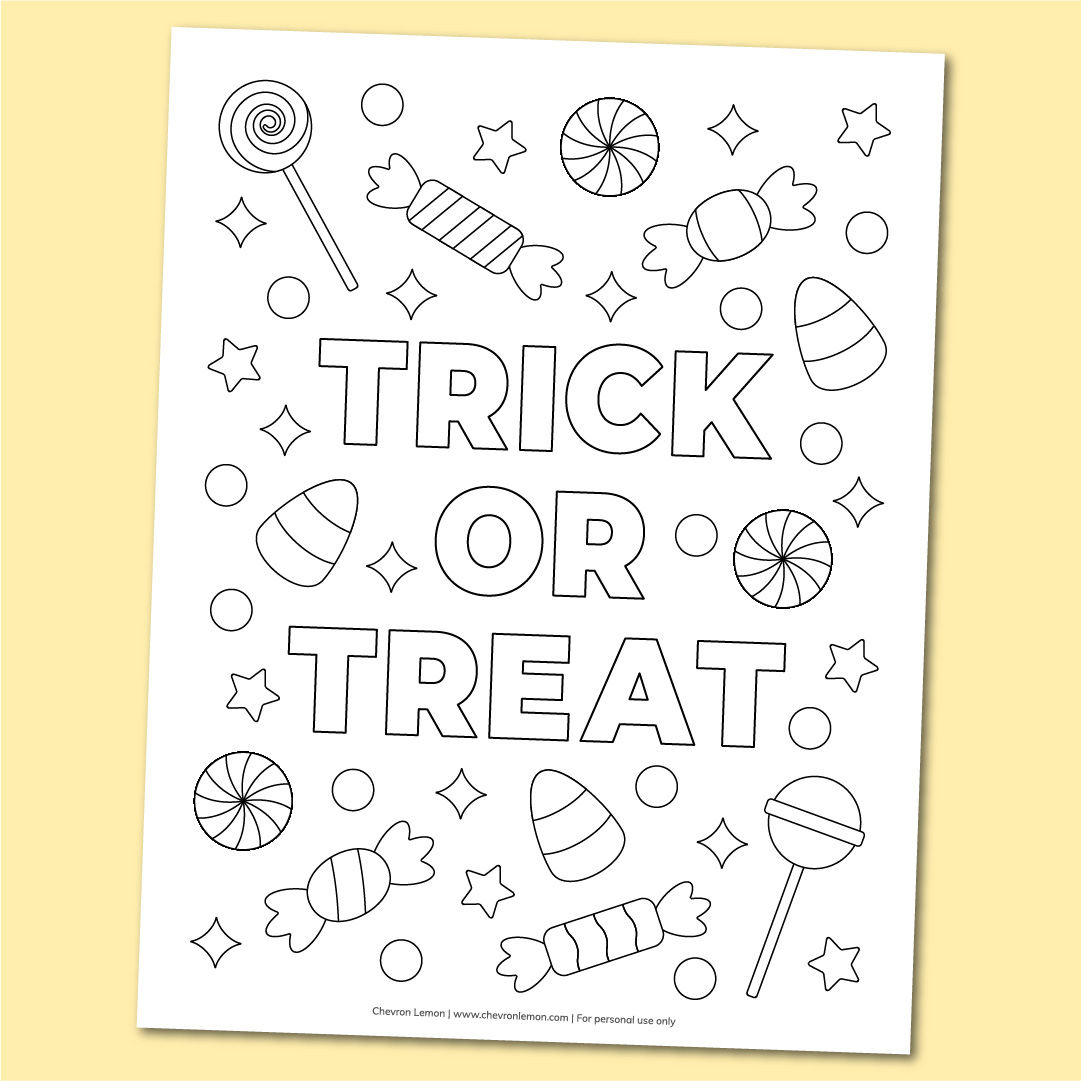 Trick or treat coloring page fun family crafts