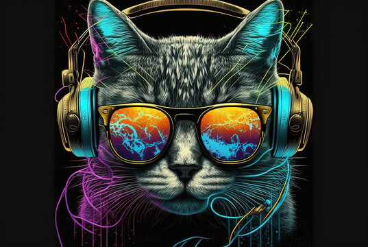 Cat with headphones images â browse photos vectors and video
