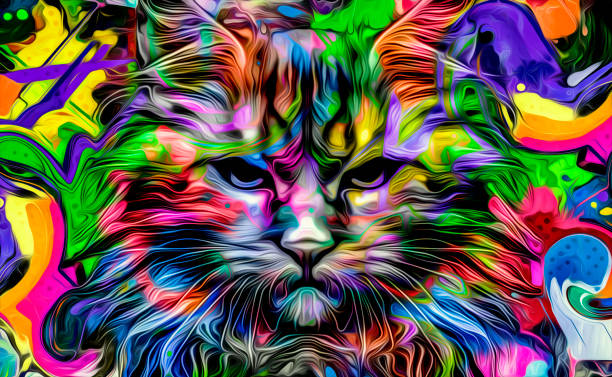 Psychedelic cat stock photos pictures royalty