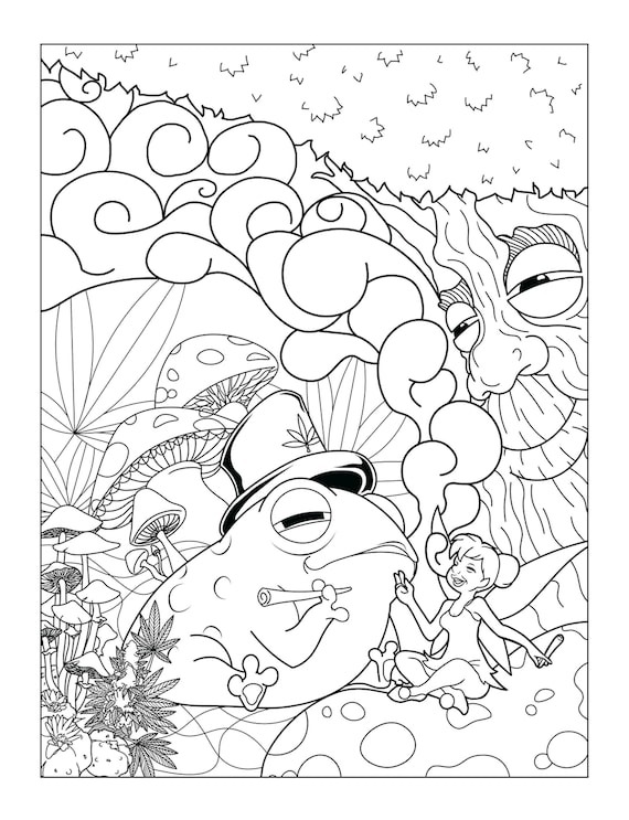 Printable trippy stoner coloring pages instant download adult coloring bookcraft supplies relaxation create art color