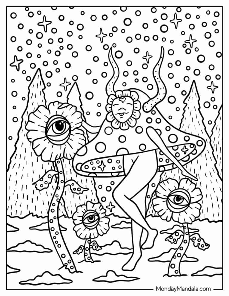 Trippy coloring pages free pdf printables