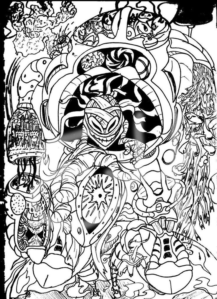 Trippy alice in wonderland coloring pages