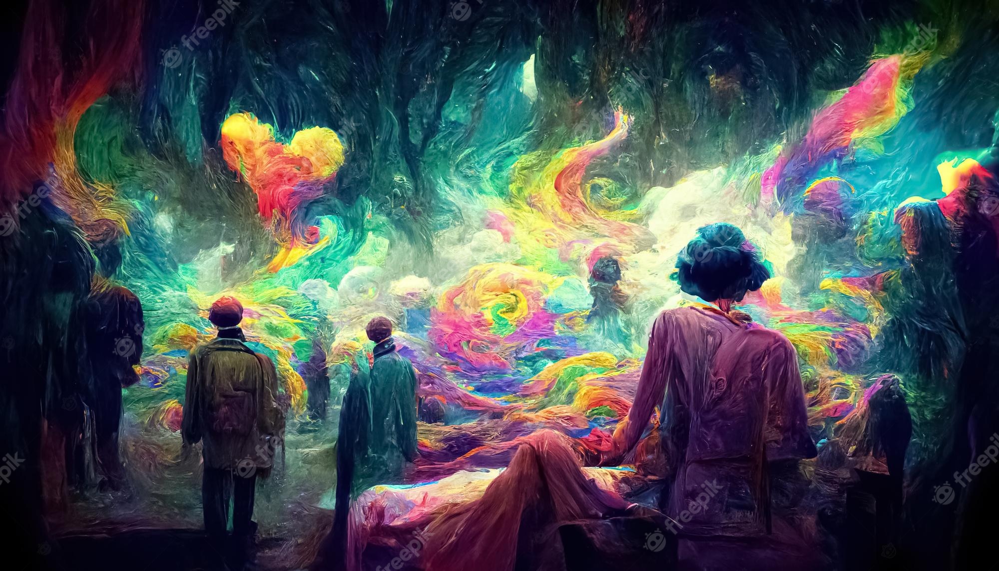 Premium photo psychedelic trippy lsd or magic mushrooms hallucinations hippie concept design d illustration