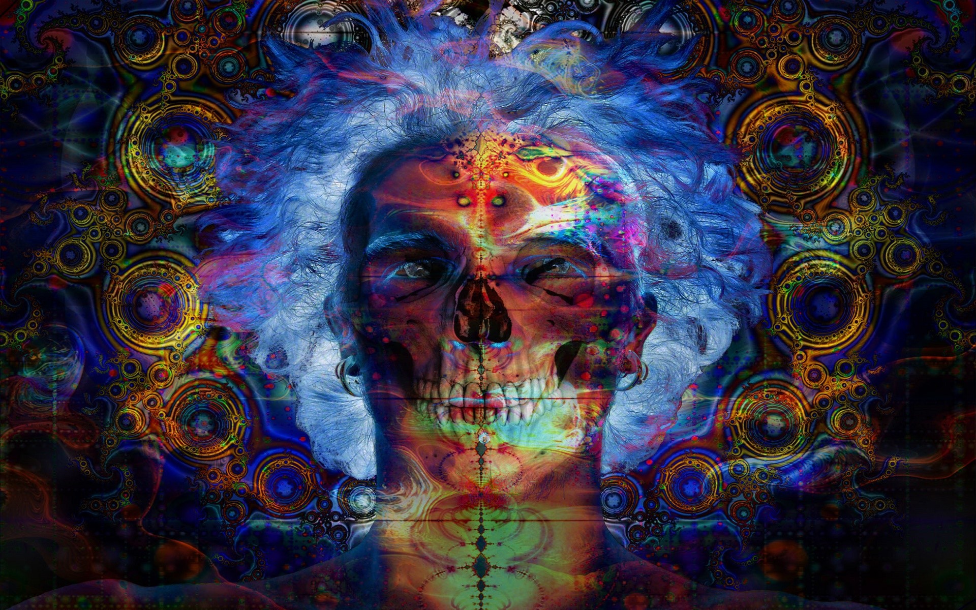 Trippy surreal psychedelic skull lsd
