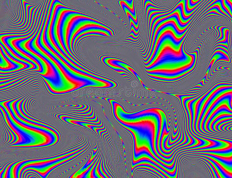 Hippie trippy psychedelic rainbow background lsd colorful wallpaper abstract hypnotic illusion stock illustration